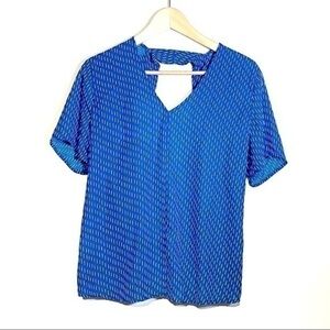 Evereve Lush S Blue and White Blouse Crossover Top July 4th Gwenny Patriotic NWT